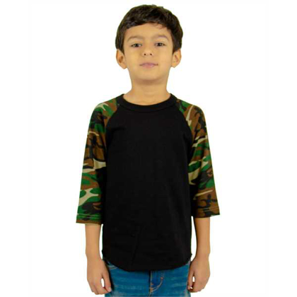 Picture of Youth 6 oz., 3/4-Sleeve Camo Raglan T-Shirt