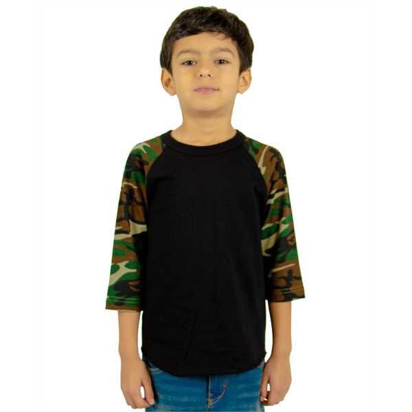 Picture of Youth 6 oz., 3/4-Sleeve Camo Raglan T-Shirt