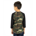 Picture of Youth 6 oz., 3/4-Sleeve Camo Raglan T-Shirt