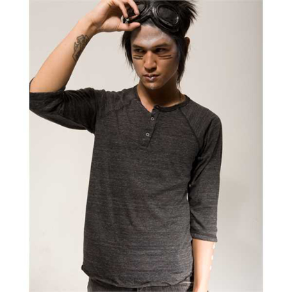 Picture of Unisex Eco-Jersey™ 3/4-SleeveRaglan Henley
