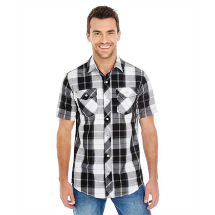 Picture of Men's Short-Sleeve Plaid Pattern Woven Shirt