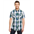 Picture of Men's Short-Sleeve Plaid Pattern Woven Shirt