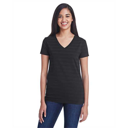 Picture of Ladies' Invisible Stripe V-Neck T-Shirt