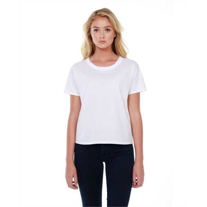 Picture of Ladies' 3.5 oz., 100% Cotton Raw-Neck Boxy T-Shirt