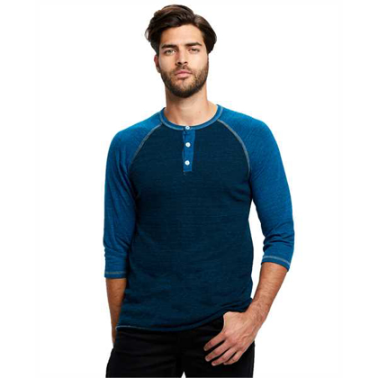 Picture of Unisex 5.2 oz. 3/4-Sleeve Triblend Over-Dyed Raglan