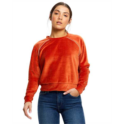 Picture of Ladies' Velour Long Sleeve Crop T-Shirt