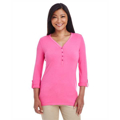 Picture of Ladies' Perfect Fit™ Y-Placket Convertible Sleeve Knit Top