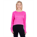 Picture of Ladies' Odyssey Striped Poly Fleece Hi-Lo Crew
