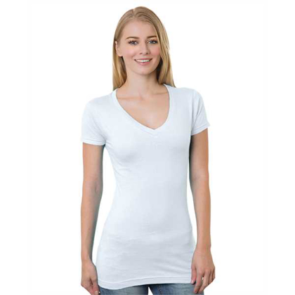 Picture of Junior's 4.2 oz., Fine Jersey V-Neck T-Shirt