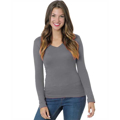 Picture of Junior's 4.2 oz., Fine Jersey Long-Sleeve V-Neck T-Shirt