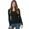Picture of Junior's 4.2 oz., Fine Jersey Long-Sleeve V-Neck T-Shirt