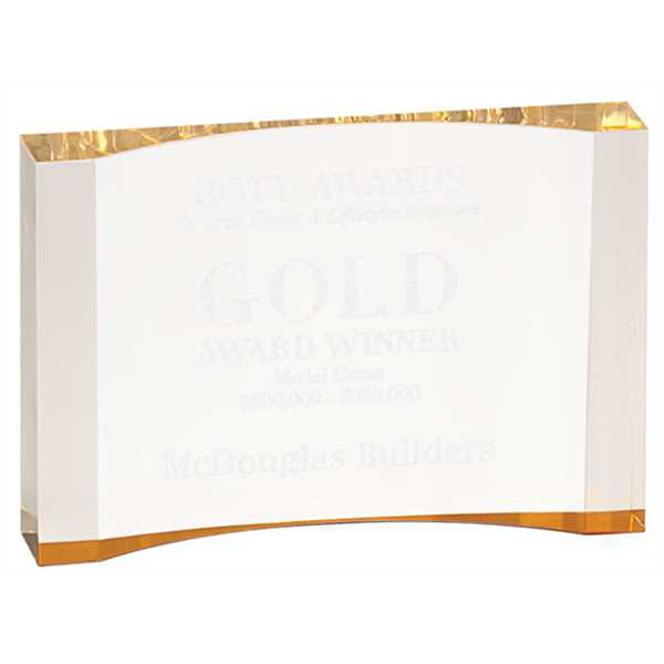 Picture of 8" x 5 1/2" Gold 1" Thick Acrylic Crescent