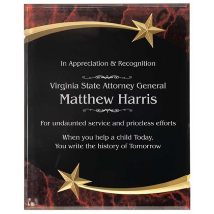 Picture of 8" x 10" Red Marble Shooting Star Acrylic Plaque