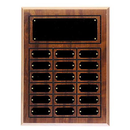 Picture of 11 3/4" x 15 3/4" Cherry Finish Completed Perpetual Plaque with 18 plates