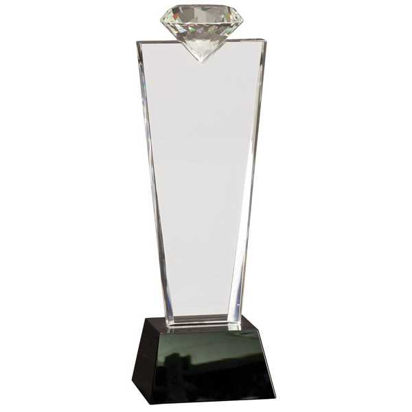Picture of 11" Crystal Diamond Top Award on Black Pedestal Base