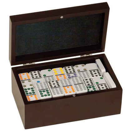 Picture of Rosewood Finish Double Twelves Dominos Set with 92 Dominos