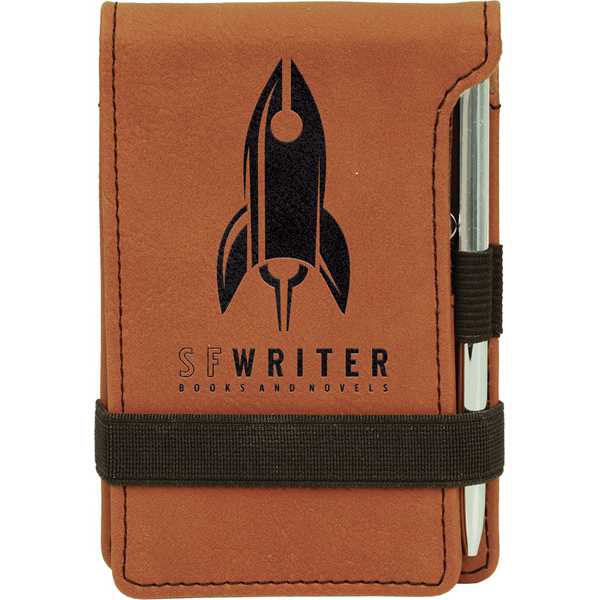 Picture of 3 1/4" x 4 3/4" Rawhide Laserable Leatherette Mini Notepad with Pen