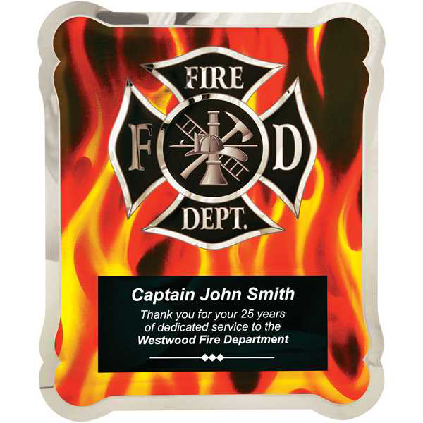 Picture of 10 1/2" x 13" Firefighter Hero Plaque with Vertical Flames