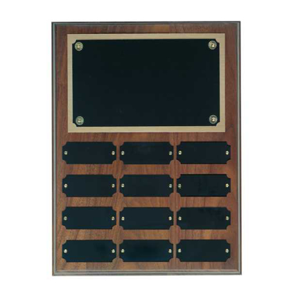 Picture of 12 Plate Genuine Walnut Completed Perpetual Plaque