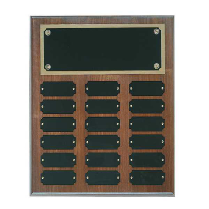 Picture of 18 Plate Genuine Walnut Completed Perpetual Plaque