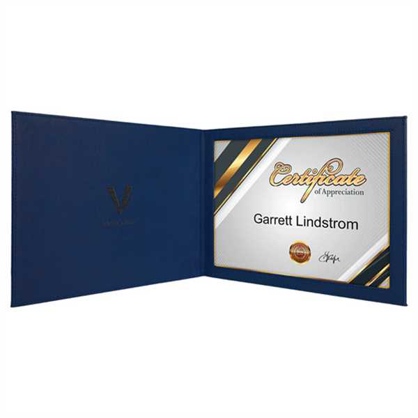 Picture of 9" x 12" Blue Laserable Leatherette Certificate Holder for 8 1/2" x 11"