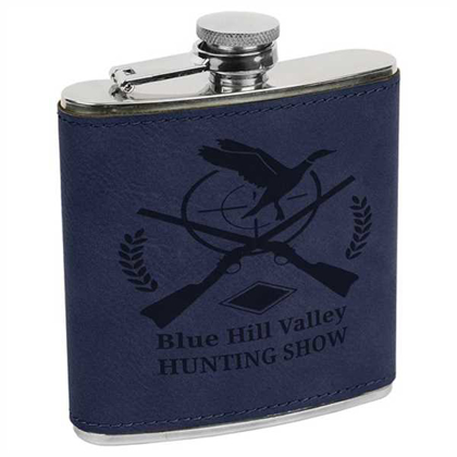 Picture of 6 oz. Blue Laserable Leatherette Stainless Steel Flask