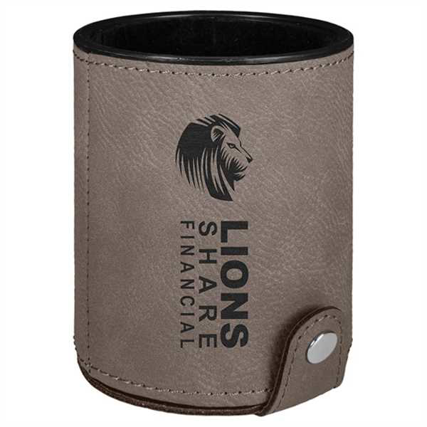 Picture of Gray Laserable Leatherette Dice Cup with 5 Dice