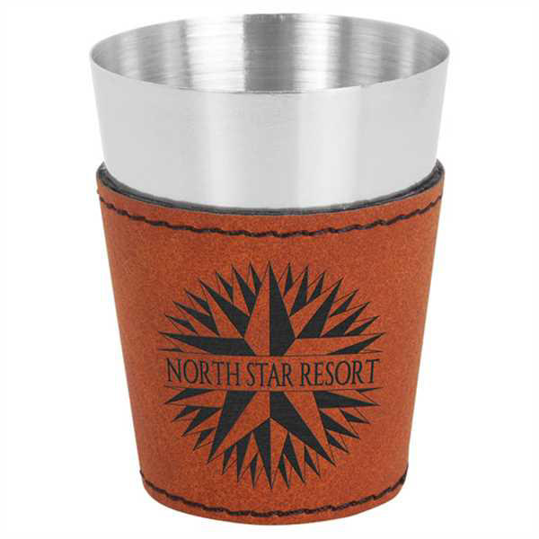 Picture of 2 oz. Rawhide Laserable Leatherette & Stainless Steel Shot Glass