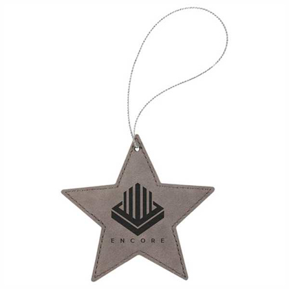 Picture of Gray Laserable Leatherette Star Ornament with Silver String
