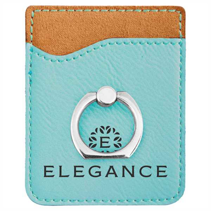 Picture of Teal Laserable Leatherette Phone Wallet with Silver Ring