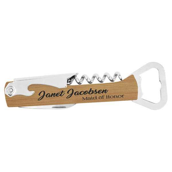 Picture of Bamboo Laserable Leatherette Wine Bottle Opener