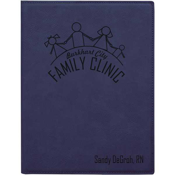 Picture of 7" x 9" Blue Laserable Leatherette Small Portfolio with Notepad