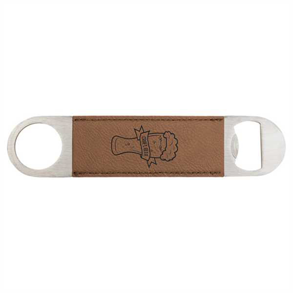 Picture of 1 1/2" x 7" Dark Brown Laserable Leatherette Bottle Opener