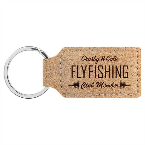 Picture of 2 3/4" x 1 1/4" Cork Rectangle Keychain