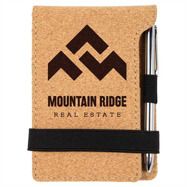 Picture of 3 1/4" x 4 3/4" Cork Mini Notepad with Pen