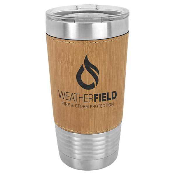 Picture of 20 oz. Bamboo Laserable Leatherette Polar Camel Tumbler with Clear Lid