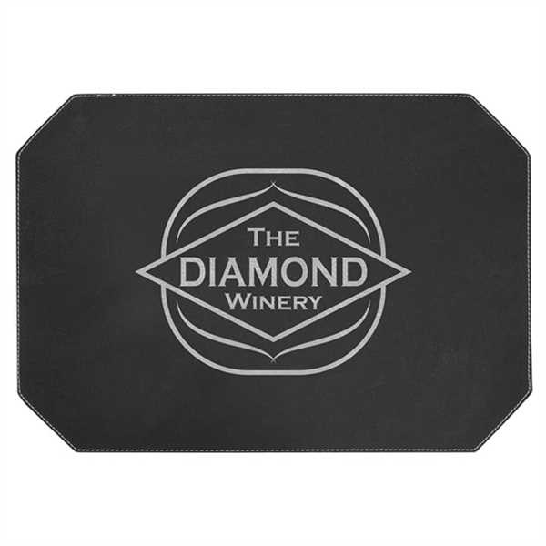 Picture of 12" x 17" Black/Silver Laserable Leatherette Placemat