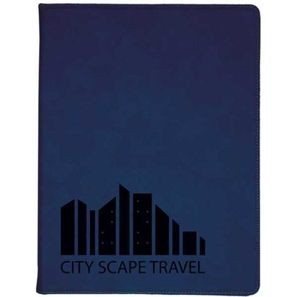 Picture of 9 1/2" x 12" Blue Laserable Leatherette Portfolio with Notepad