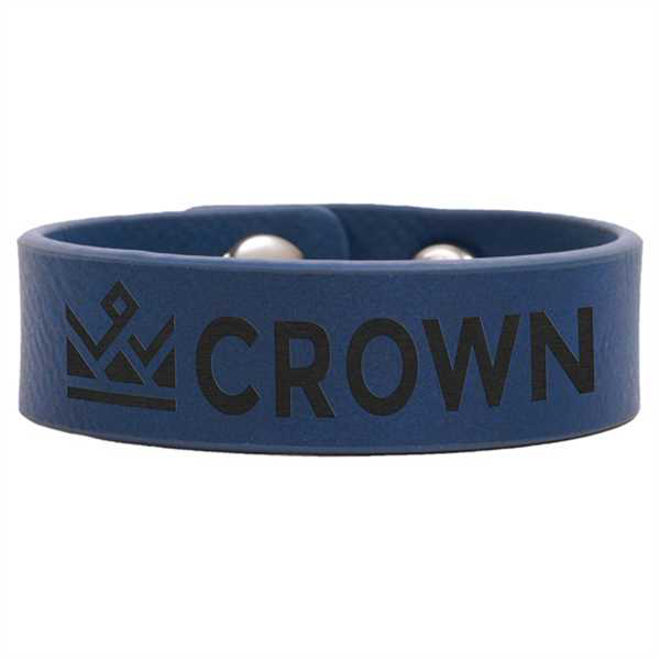 Picture of 8 1/2" x 3/4" Blue Laserable Leatherette Youth Cuff Bracelet