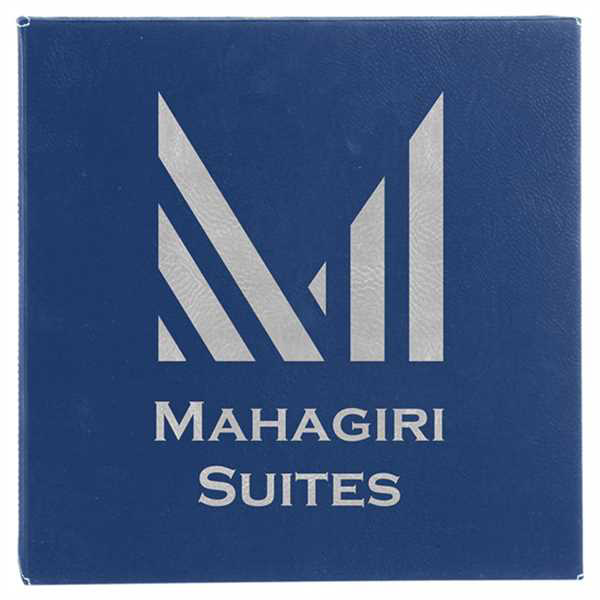 Picture of 14" x 14" Blue/Silver Laserable Leatherette Wall Decor with Sawtooth Hanger