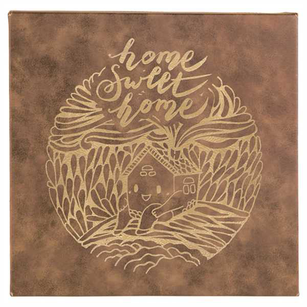 Picture of 12" x 18" Rustic/Gold Laserable Leatherette Wall Decor with Sawtooth Hanger