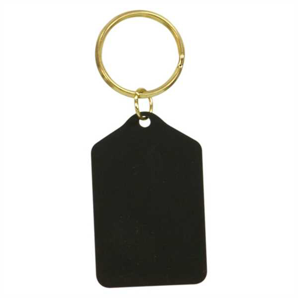 Picture of 1 1/2" x 2 1/2" Black Tablet Brass Keychain