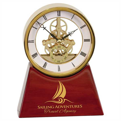 Picture of 7 1/4" Executive Gold & Rosewood Piano Finish Clock