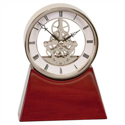 Picture of 7 1/4" Executive Silver & Rosewood Piano Finish Clock