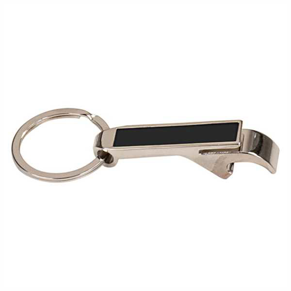 Picture of 2 1/2" Black Laserable Bottle Opener Keychain