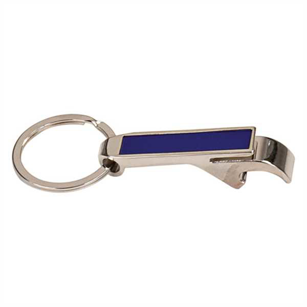 Picture of 2 1/2" Blue Laserable Bottle Opener Keychain