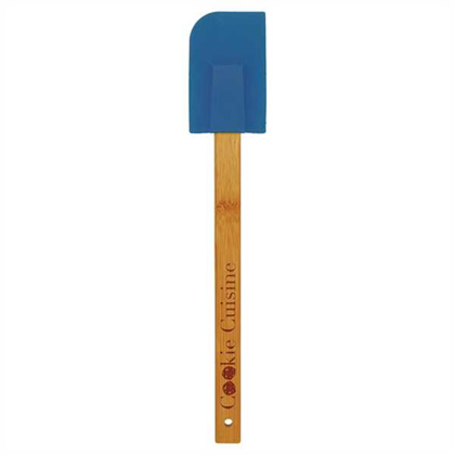 Picture of 11 3/4" Blue Silicone Spatula with Bamboo Handle