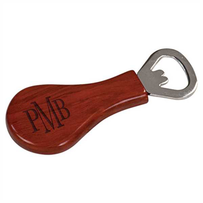 Picture of 1 1/4" x 4" Rosewood Finish Magnetic Pear-Shaped Bottle Opener