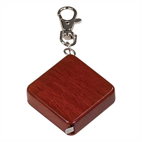 Picture of 1 3/4" x 1 3/4" Rosewood Finish Square 3-Foot Tape Measure with Keychain