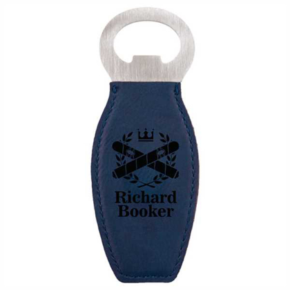 Picture of Blue Laserable Leatherette Bottle Opener with Magnet